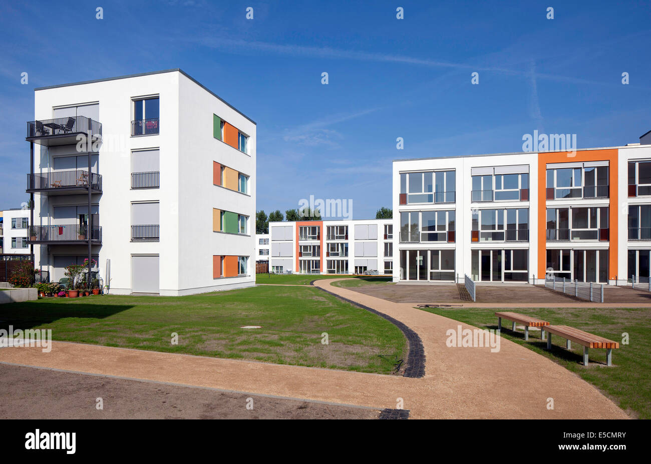 Neue Gartenstadt Falkenberg Wohnsiedlung, Bohnsdorf, Berlin, Deutschland Stockfoto