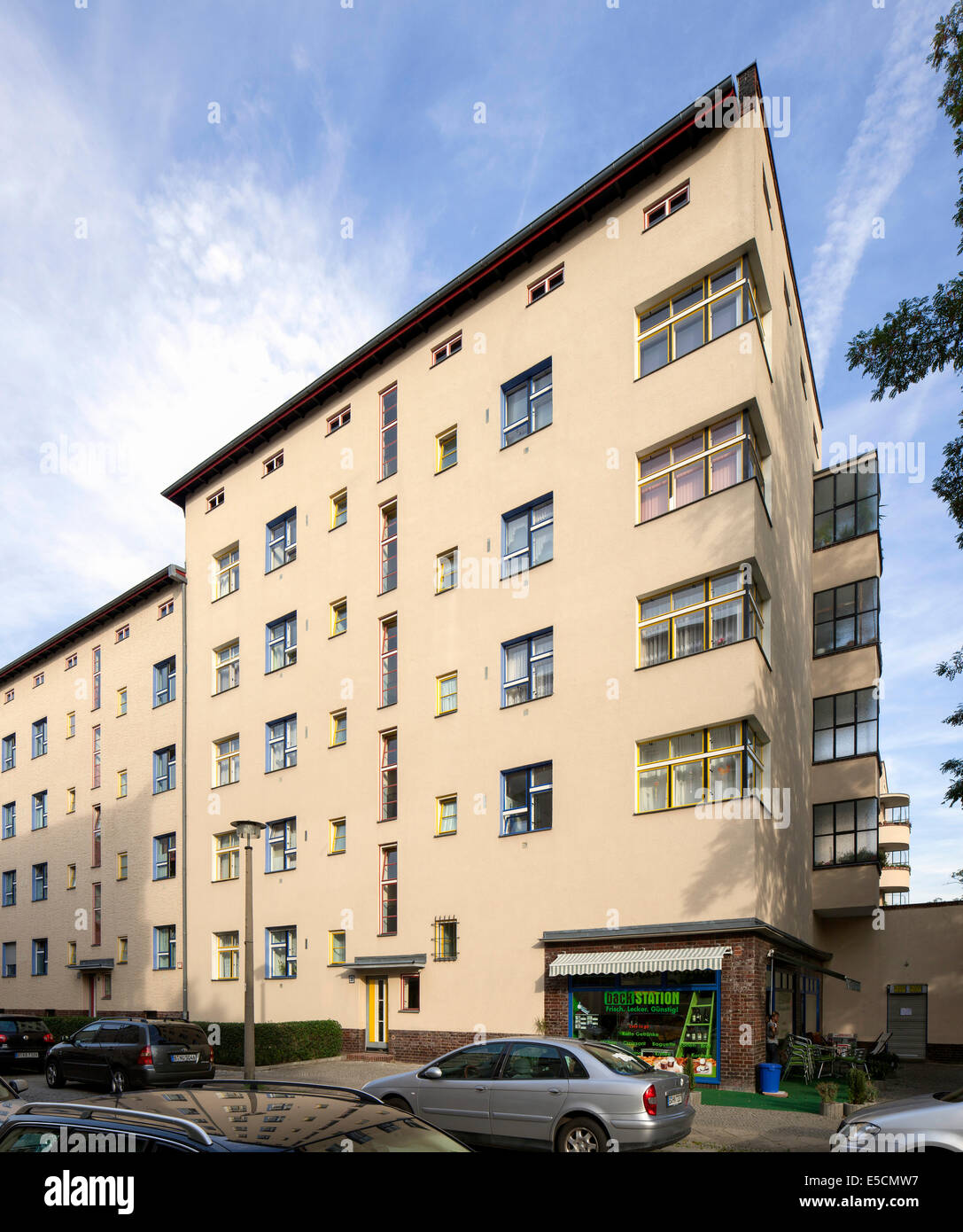 Carl Legien Immobilien, moderne, neue Sachlichkeit, UNESCO-Weltkulturerbe, Prenzlauer Berg, Berlin, Deutschland Stockfoto