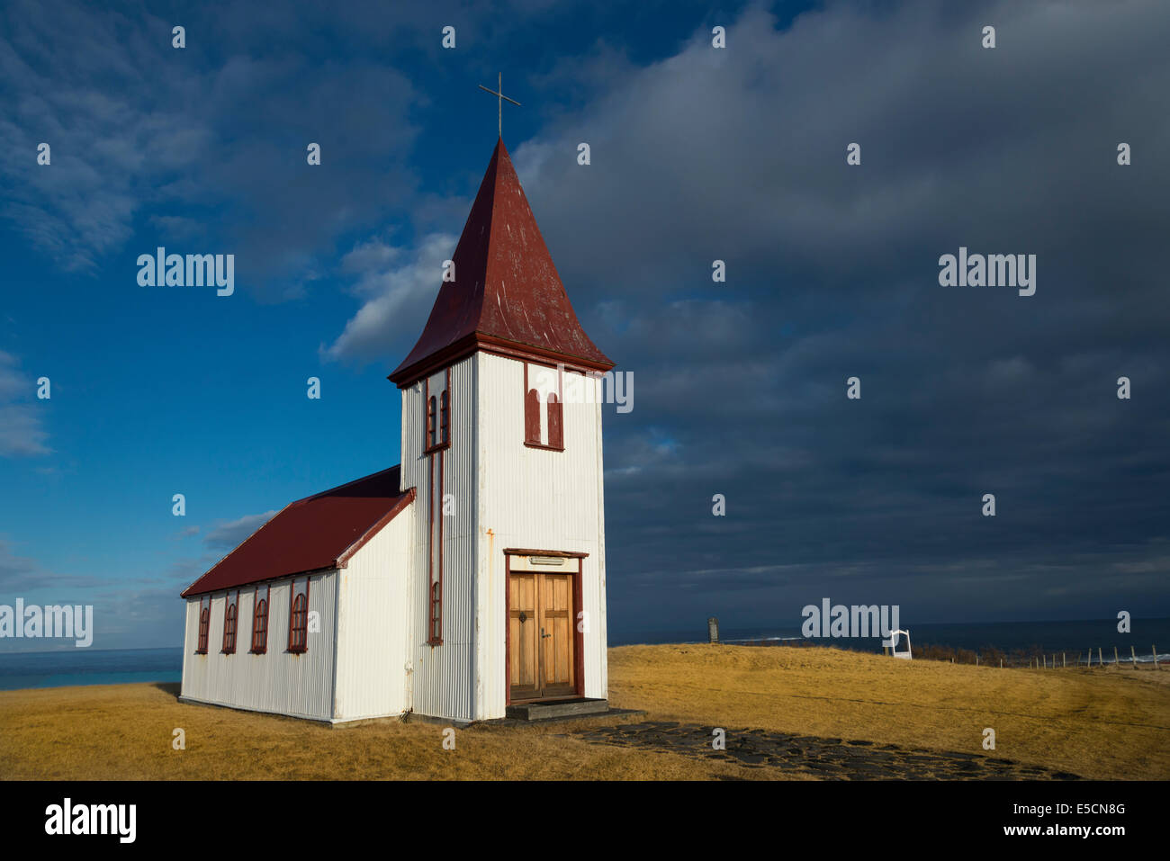 Kirche von Hellnar, Snaefellsness, Vesturland, Island Stockfoto