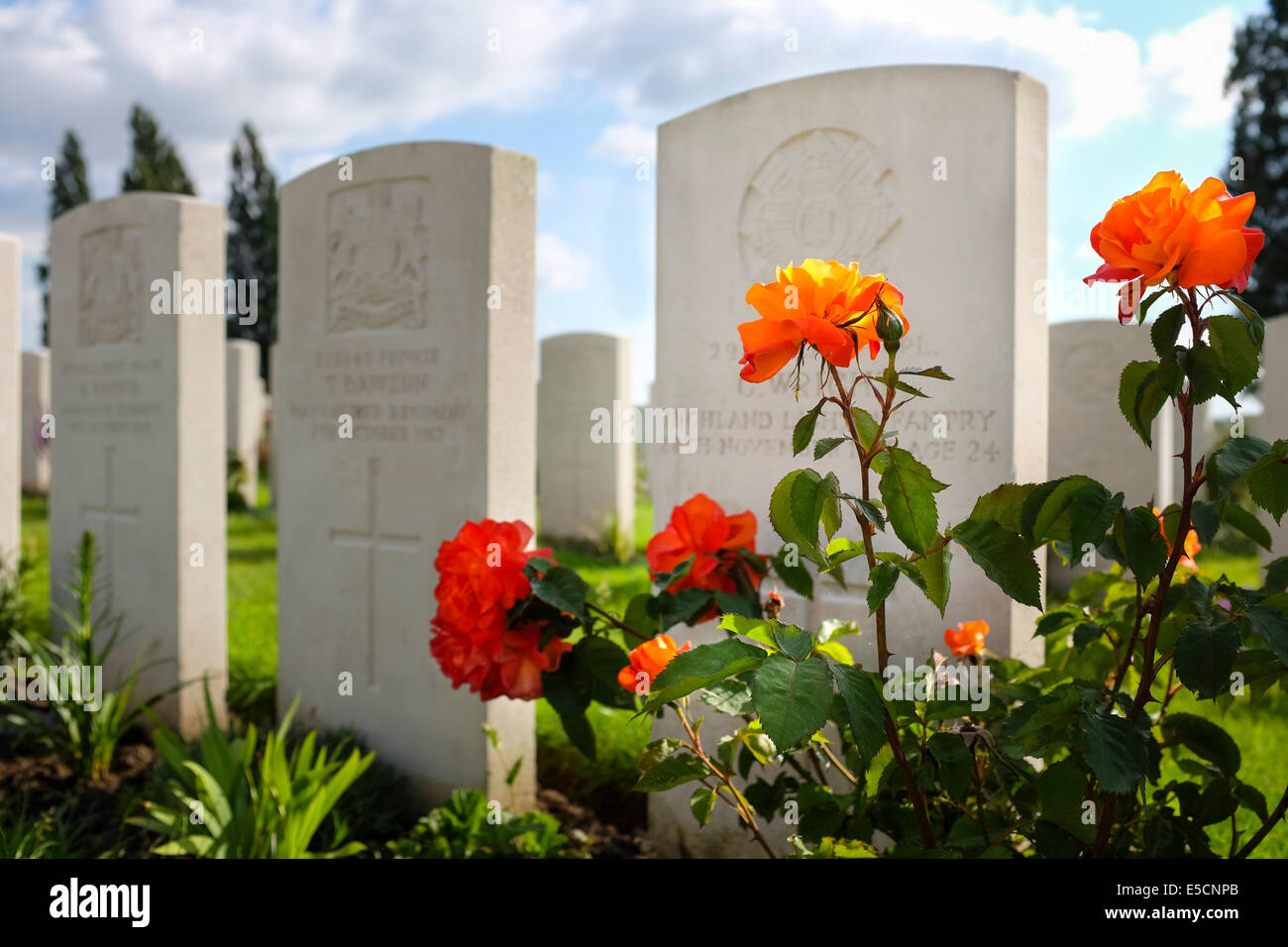 Tyne Cot Friedhof für die Toten des ersten Weltkrieges, Zonnebeke, Belgien Stockfoto