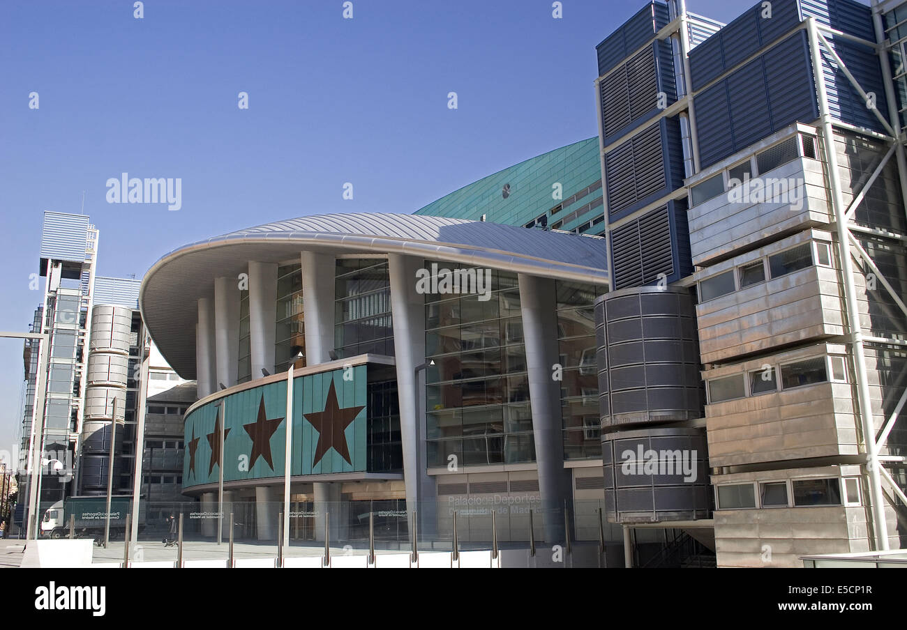 Palacio de Los Deportes und Felipe II Platz, Madrid, Spanien Stockfoto