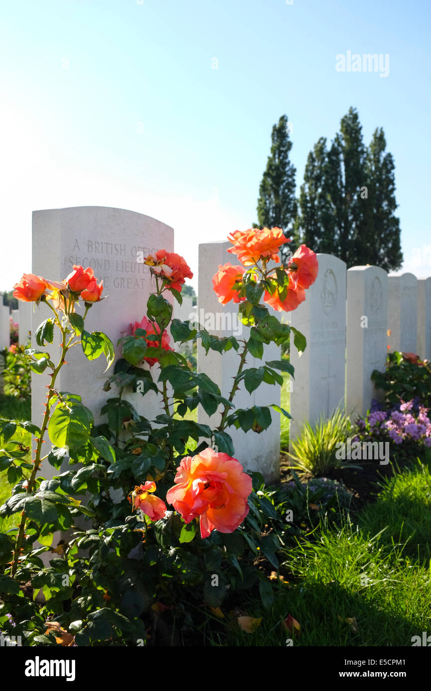 Tyne Cot Friedhof für die Toten des ersten Weltkrieges, Zonnebeke, Belgien Stockfoto