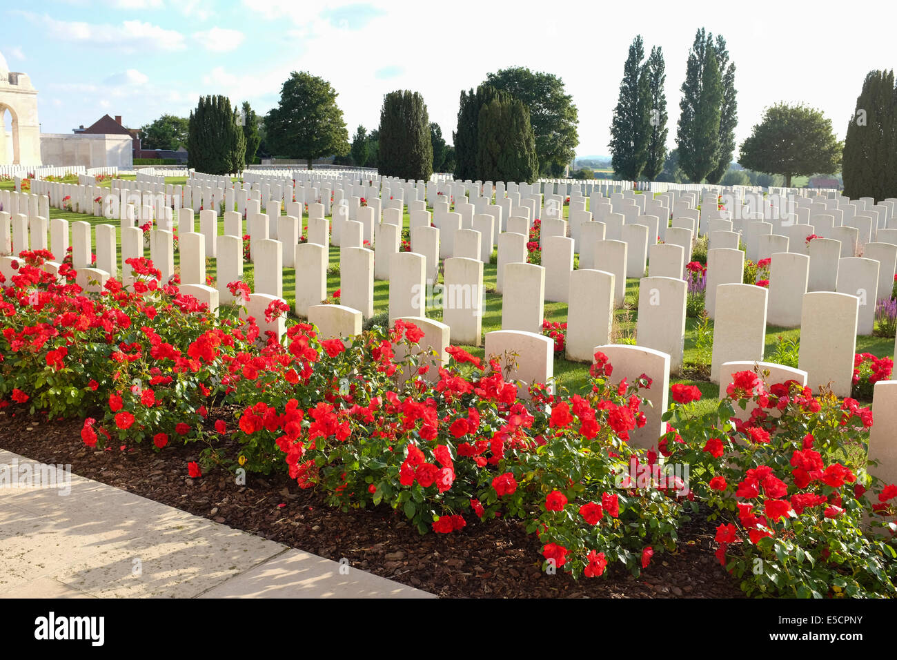 Tyne Cot Friedhof für die Toten des ersten Weltkrieges, Zonnebeke, Belgien Stockfoto