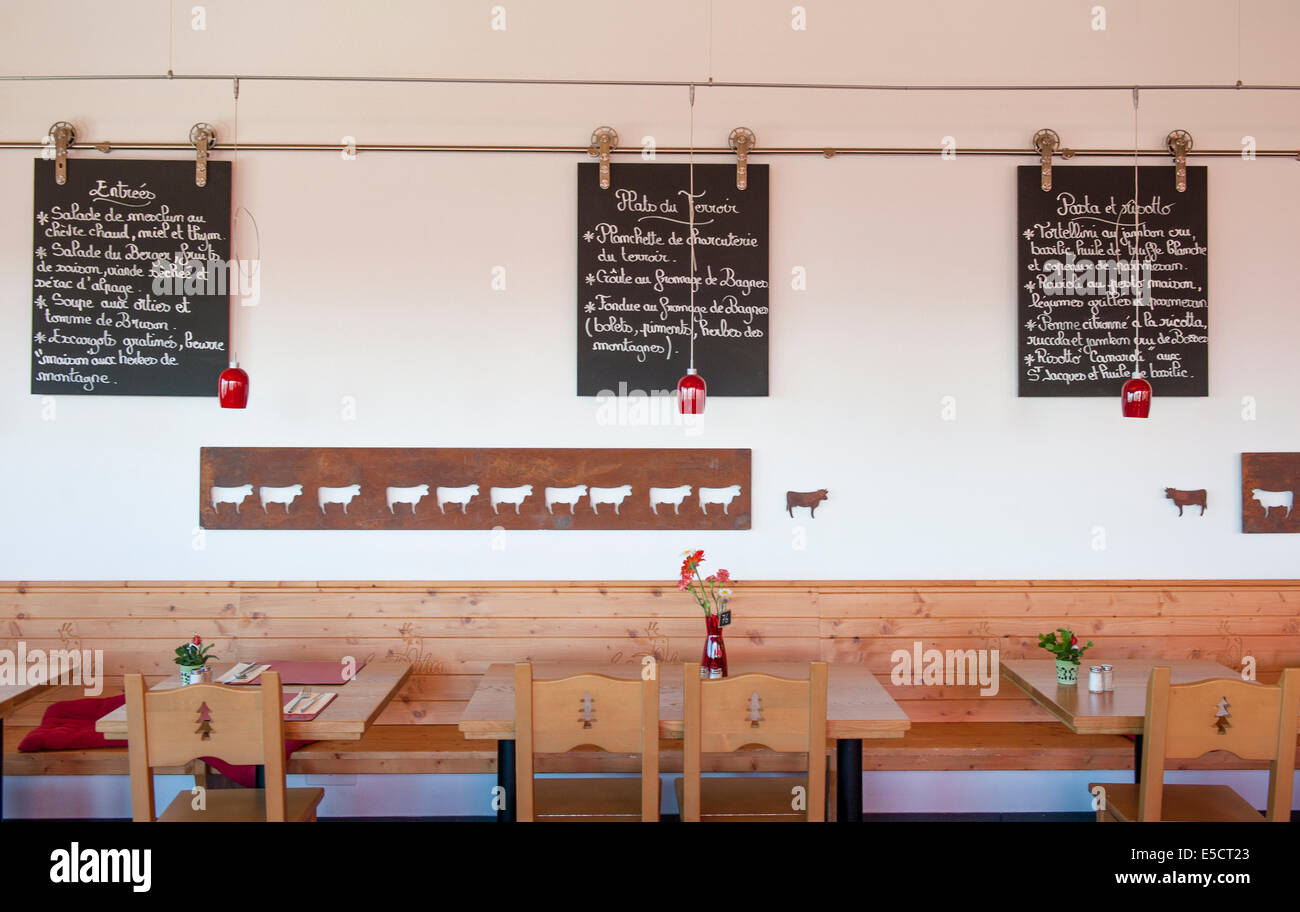 Berg-Restaurant "Le Dahu" in Verbier, Wallis, Schweiz Stockfoto