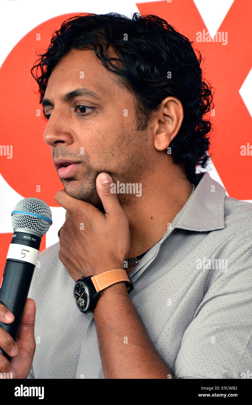 M. Night Shyamalan besucht die FOX drücken Sie Frühstück Pressekonferenz der Baureihe "Wayward Pines" am 25. Juli 2014 in der Dach-Lounge des Andaz Hotels in San Diego bei der San Diego Comic-Con International. Stockfoto