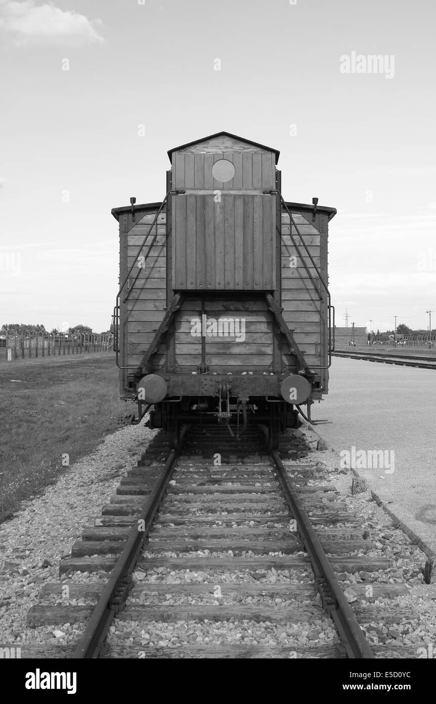 Deportation Wagen im Konzentrationslager Auschwitz-Birkenau, Polen Stockfoto