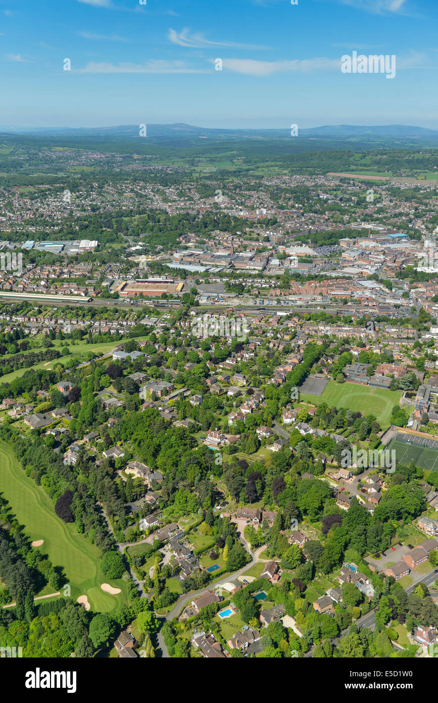 Eine Luftaufnahme der Worcestershire Stadt Kidderminster in den Midlands. Stockfoto