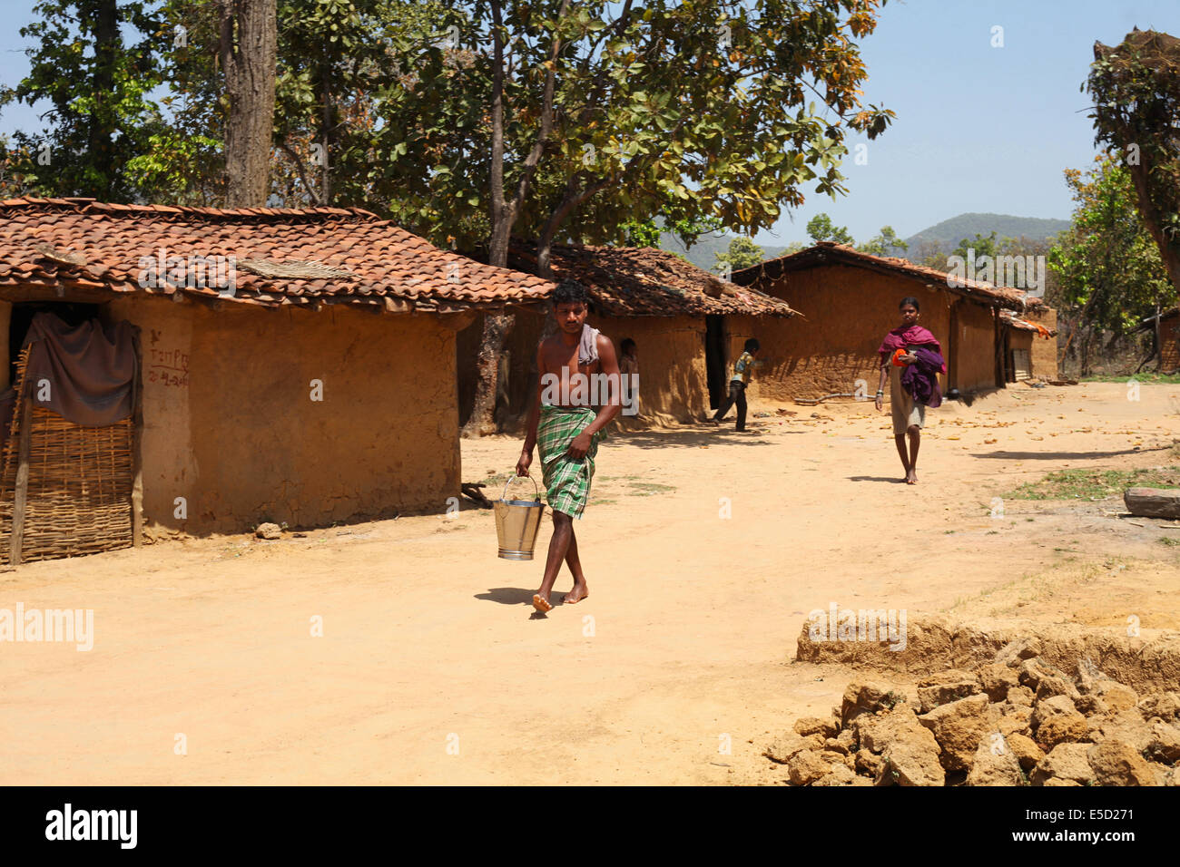 Typisches Dorf Szene, Chueya Dorf, Korba District, Chattisgadh, Indien Stockfoto