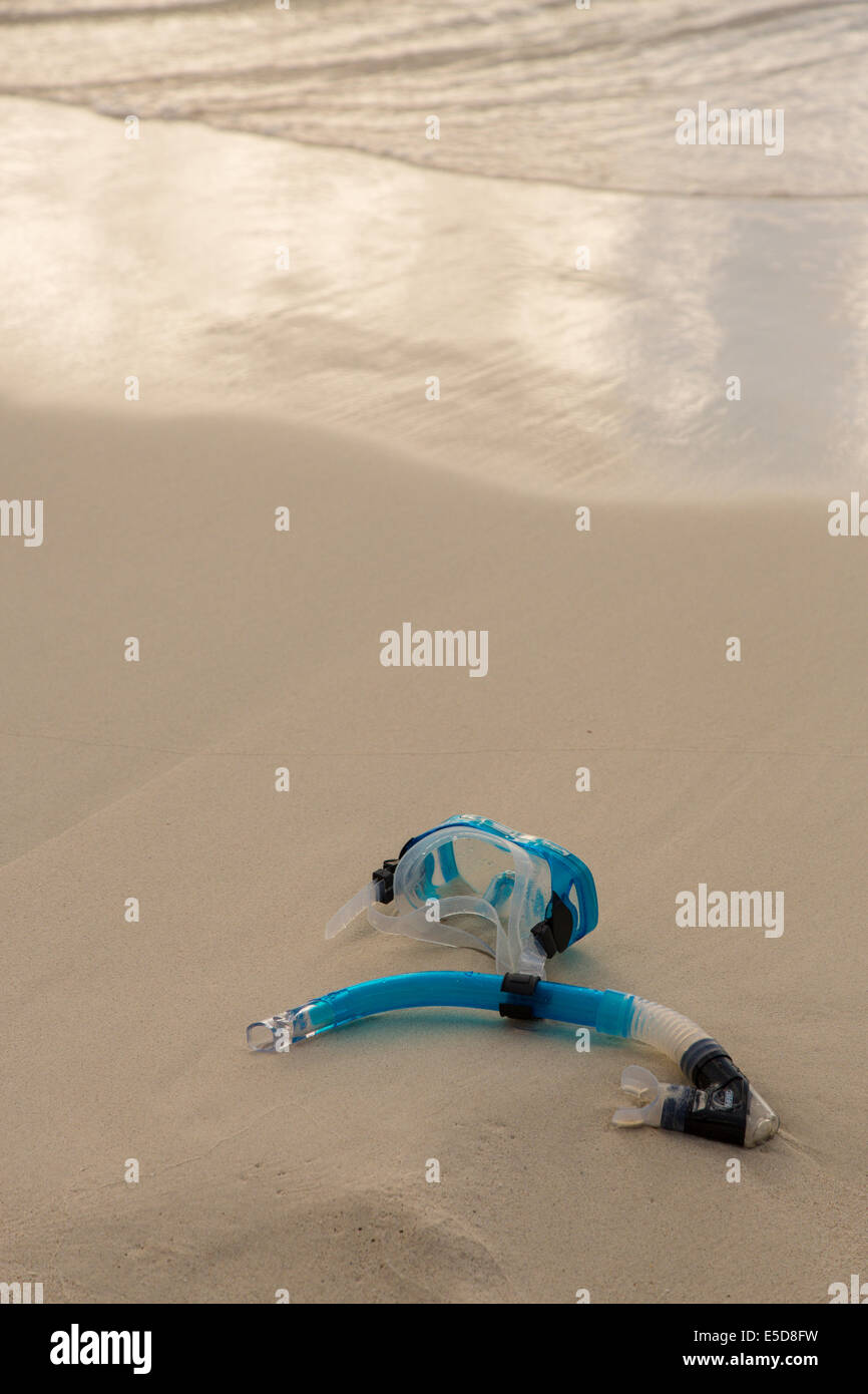 Schnorchel und Maske am Strand auf die karibische Insel des Heiligen Johannes in den US Virgin Islands Stockfoto
