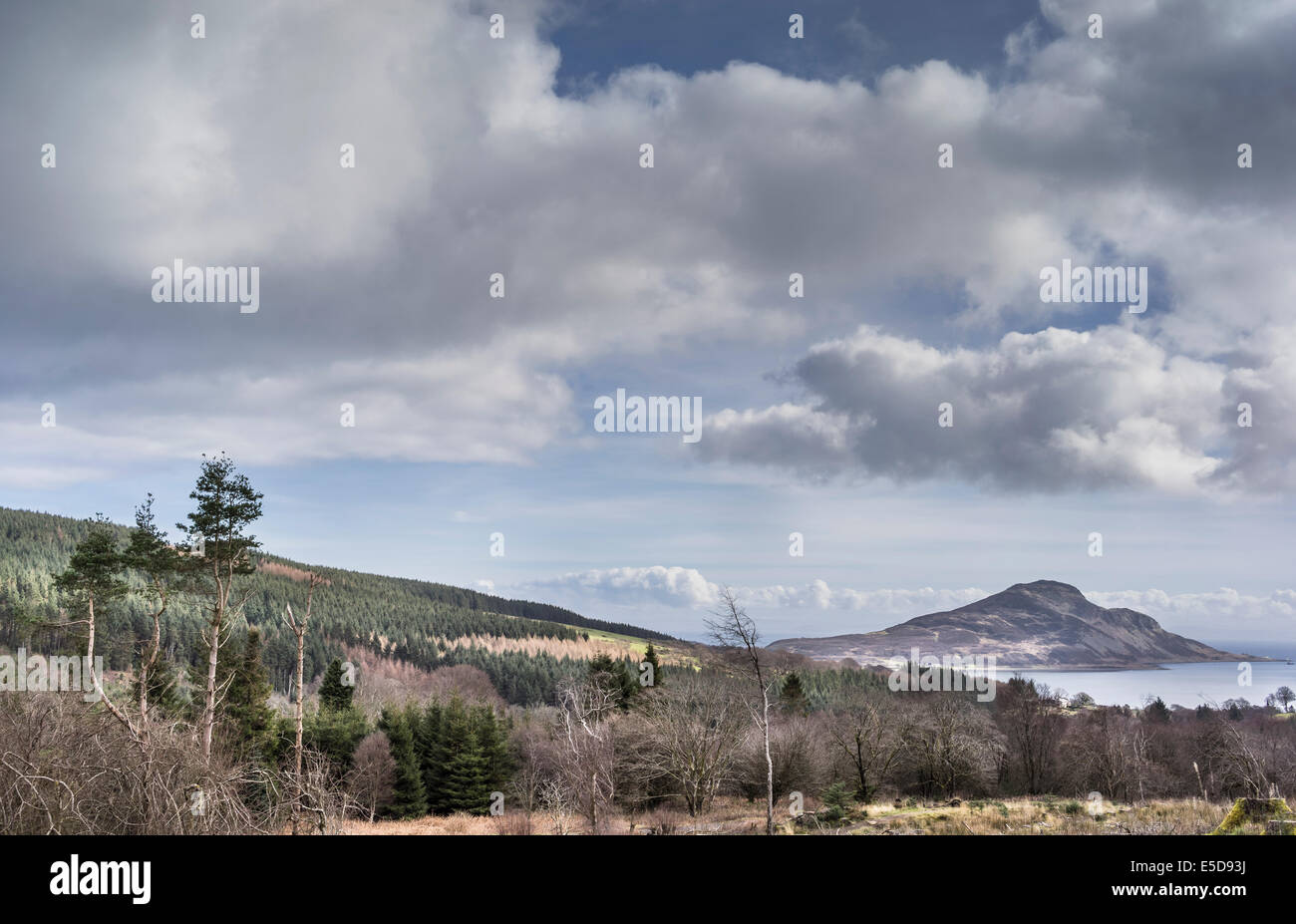 Blick über Lamlash & heiligen Insel von Cnoc Na Dail auf der Isle of Arran in Schottland. Stockfoto