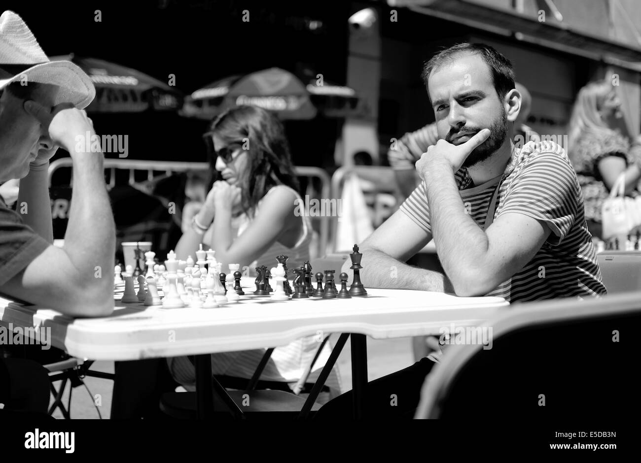 Schachspiele in Bristol Stadtzentrum Stockfoto