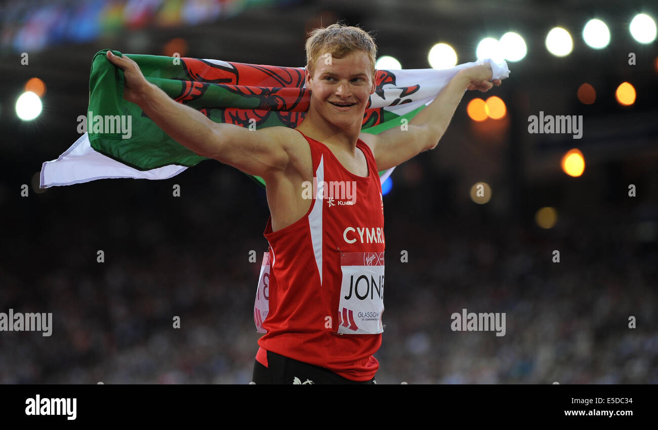 RHYS JONES Herren-PARA-SPORT 100M T37 HAMPDEN PARK GLASGOW Schottland 28. Juli 2014 Stockfoto