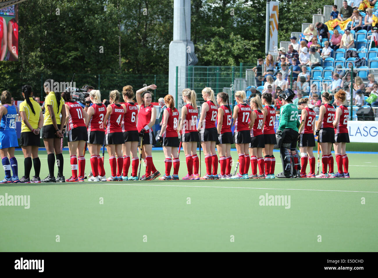 Glasgow-Schottland 28. Juli 2014. Commonwealth Games Tag 5.   Schottland 2 V 0 Wales Frauen Eishockey. Welsh team Line-up Credit: ALAN OLIVER/Alamy Live News Stockfoto