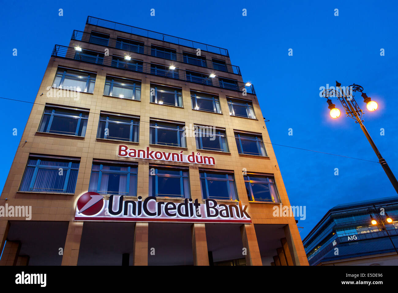 Bank, UniCredit Hausbank Prag Stockfoto