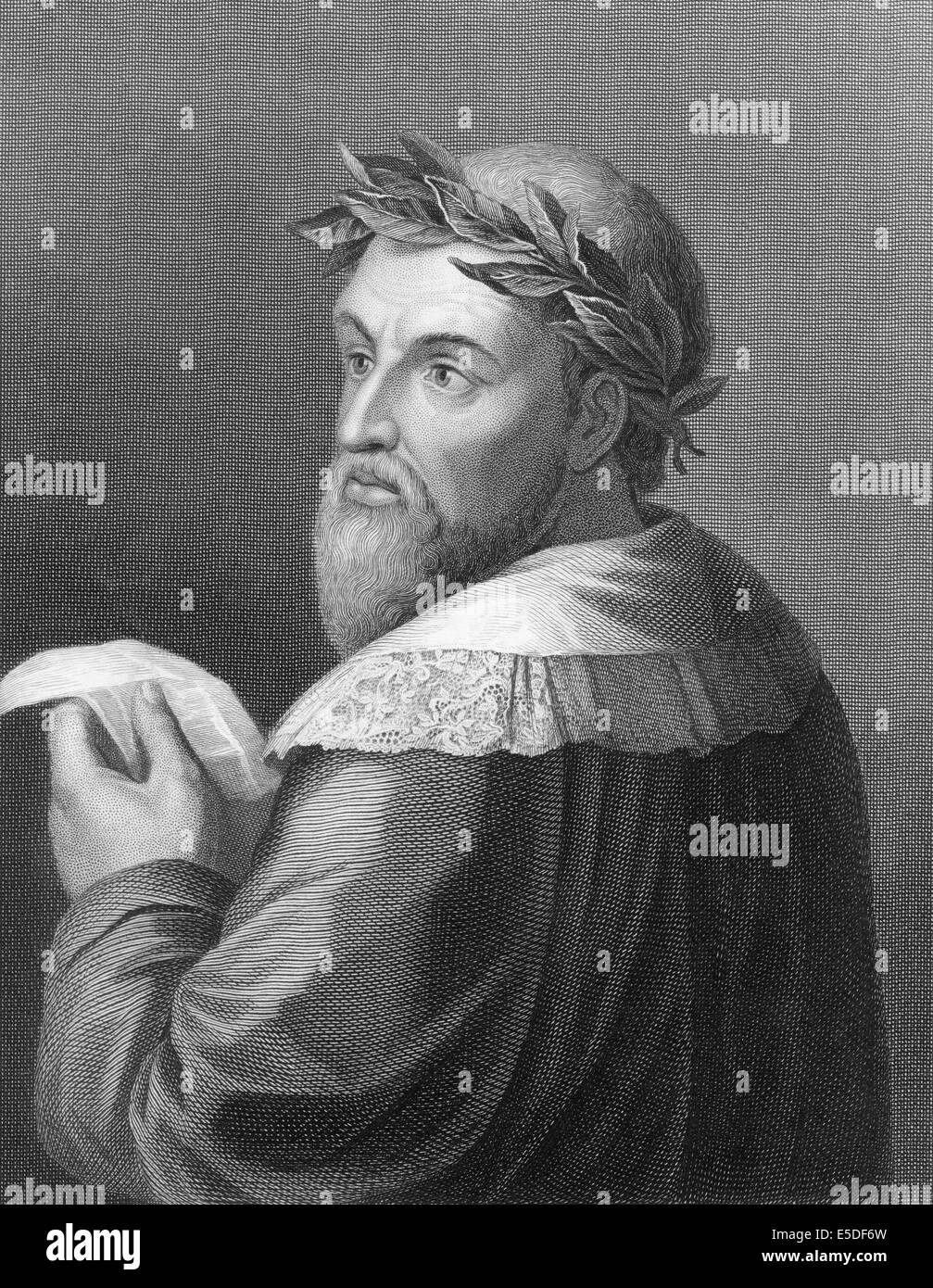 Stahlstich, ca. 1860, Ludovico Ariosto oder Ariost, 1474-1533, ein italienischer Humanist, Schriftsteller und Soldat, Stockfoto
