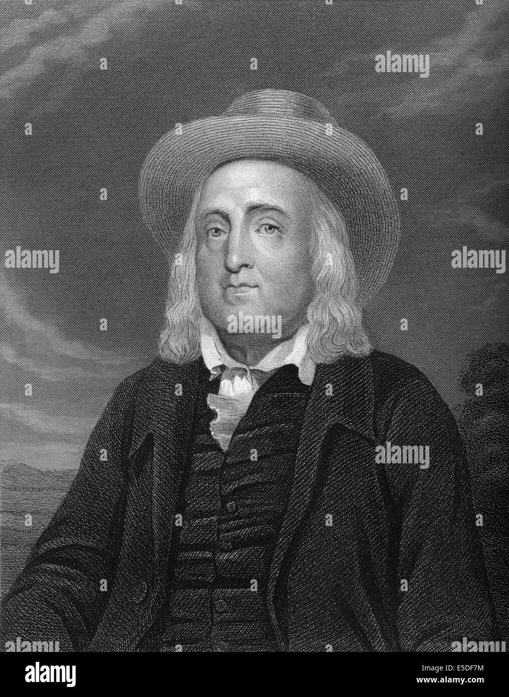 Stahlstich, ca. 1860, Jeremy Bentham, 1748-1832, britischer Philosoph, Jurist und Sozialreformer Stockfoto