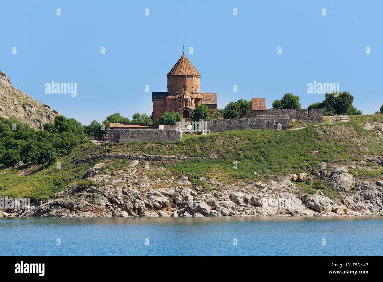 Türkei, Provinz Van, Akdamar Insel, Van-See, Insel Akdamar Kirche des Heiligen Kreuzes Stockfoto