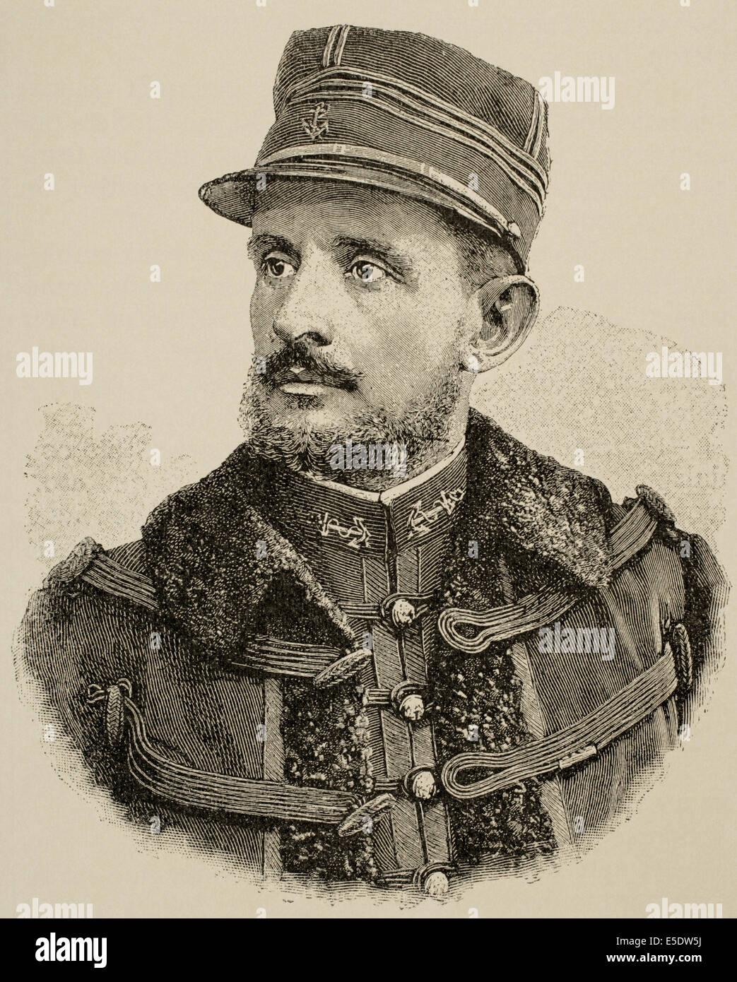 General Jean-Baptiste Marchand (1863 – 1934). Französischer Offizier und Entdecker in Afrika. Gravur. Stockfoto