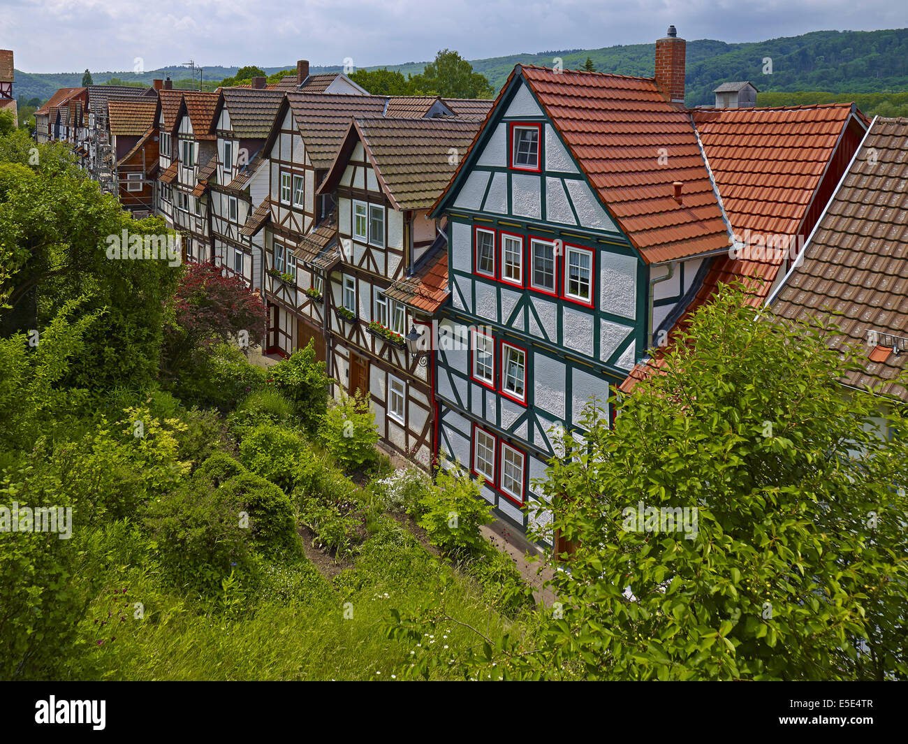 Häuser in Fischerstad in Bad Sooden-Allendorf, Hessen, Deutschland Stockfoto
