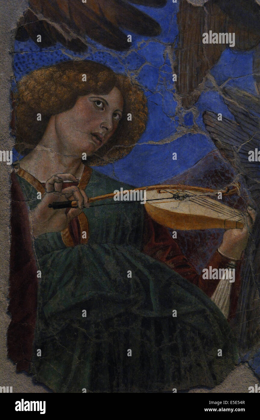Melozzo da Forli (1438-1494). Italienischer Maler. Einen Engel spielt eine Violine, c. 1480 Fresko. Stockfoto