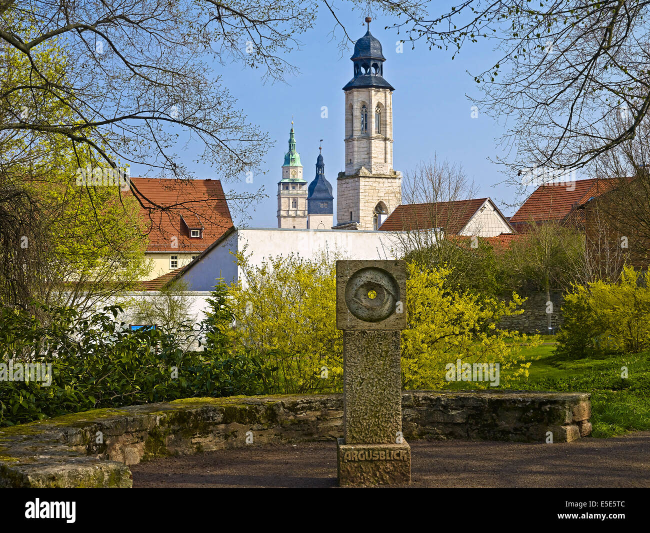 Markt, Kirche, Rathaus, Augustiner Klosterkirche in Bad Langensalza, Deutschland Stockfoto