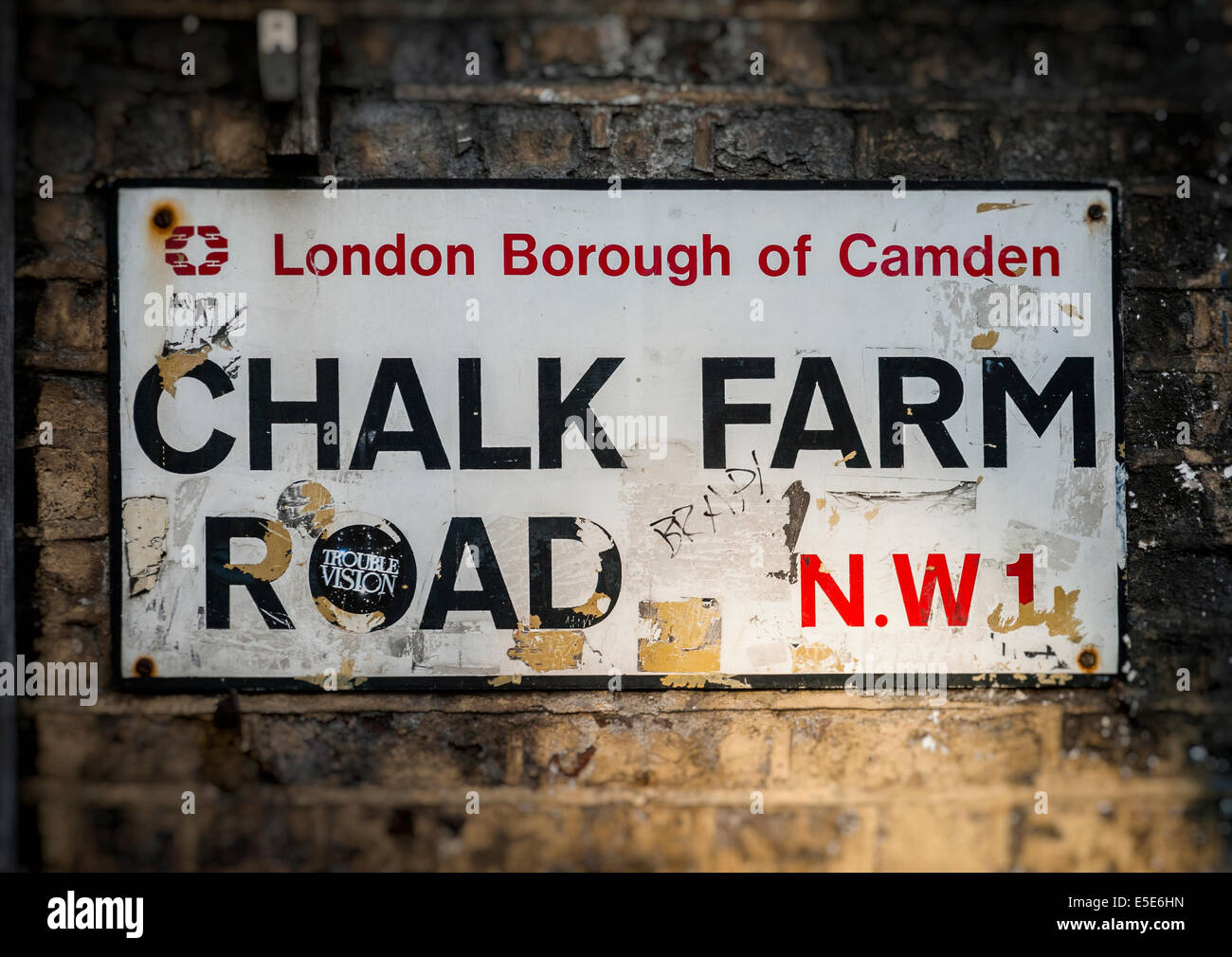 Chalk Farm Road Straßenschild, Camden, London, Großbritannien. Stockfoto