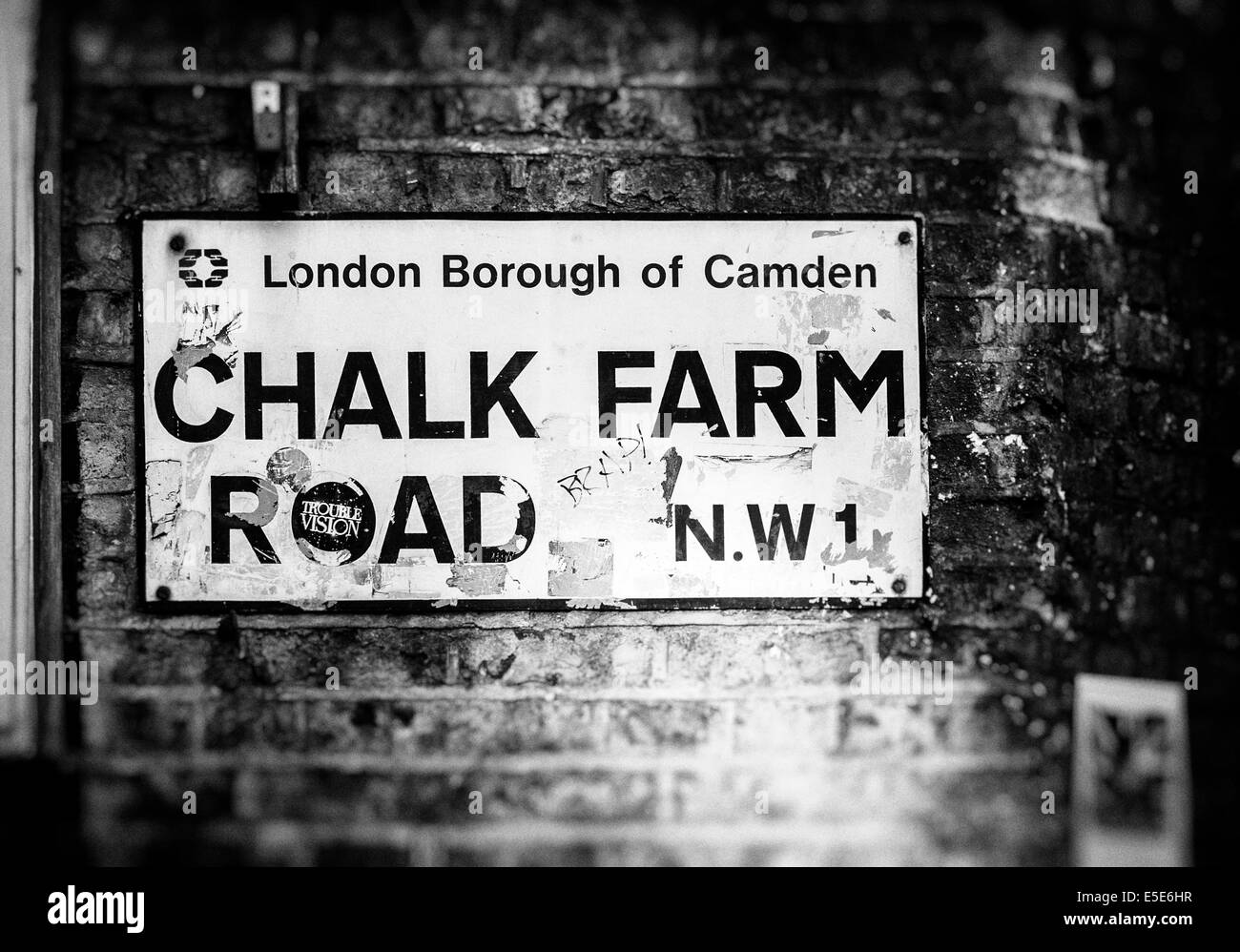 Chalk Farm Road Straßenschild, Camden, London, Großbritannien. Stockfoto