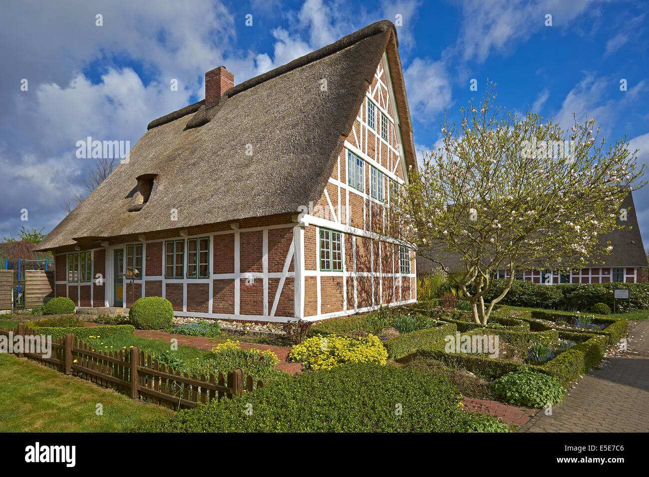 Altlaender Hof in Steinkirchen, Altes Land, Deutschland Stockfotografie