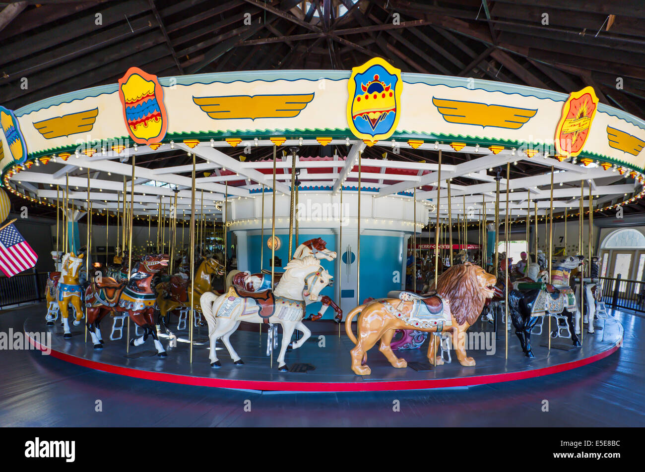 Karussell oder Merry Go Round in Eldridge Park in Elmira, New York Stockfoto