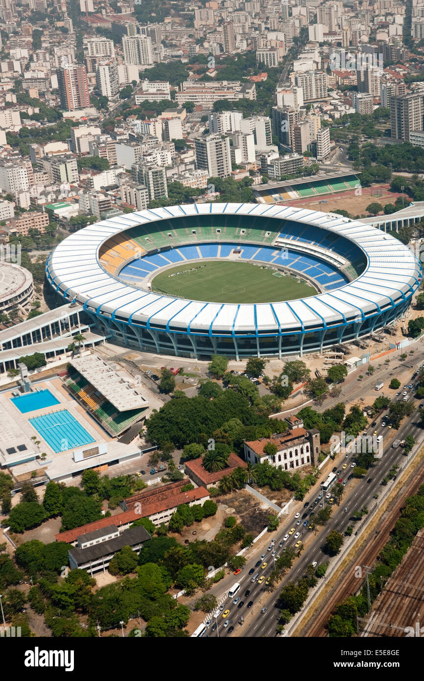 Luftaufnahme des Maracana-Stadion und die Olympischen Spiele, Eröffnungsfeier, Rio De Janeiro, Brasilien Stockfoto