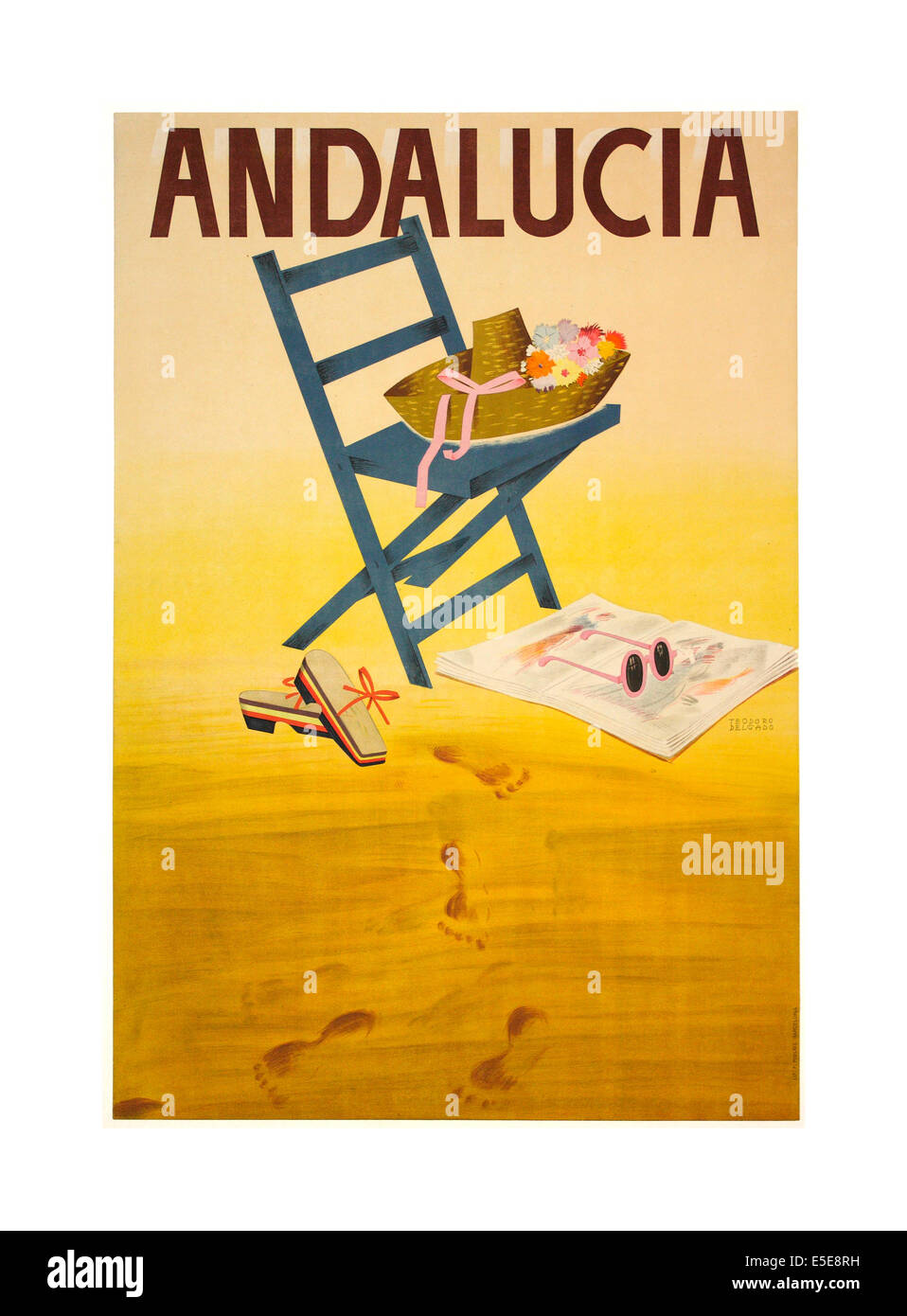 50er Jahre Vintage Reise-Plakat für Andalusien Spanien Stockfoto