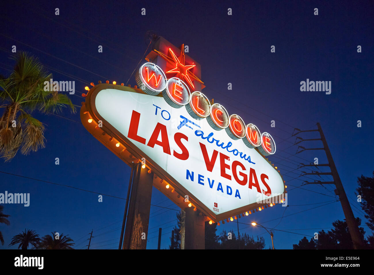 Welcome to Fabulous Las Vegas Sign und touristischen Wahrzeichen im Mai 1959 finanziert und errichtet bald nach Western Neon. Das Zeichen Stockfoto