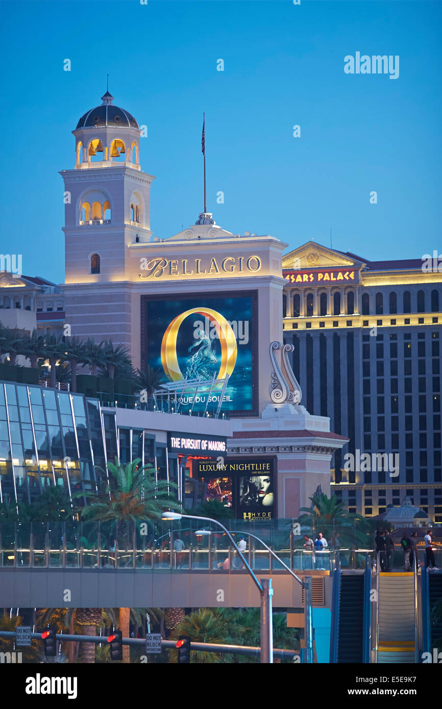 Bellagio ist ein Resort, Luxus-Hotel und Casino auf dem Las Vegasstreifen in Paradies, Nevada. Es ist im Besitz von MGM Resorts International Stockfoto