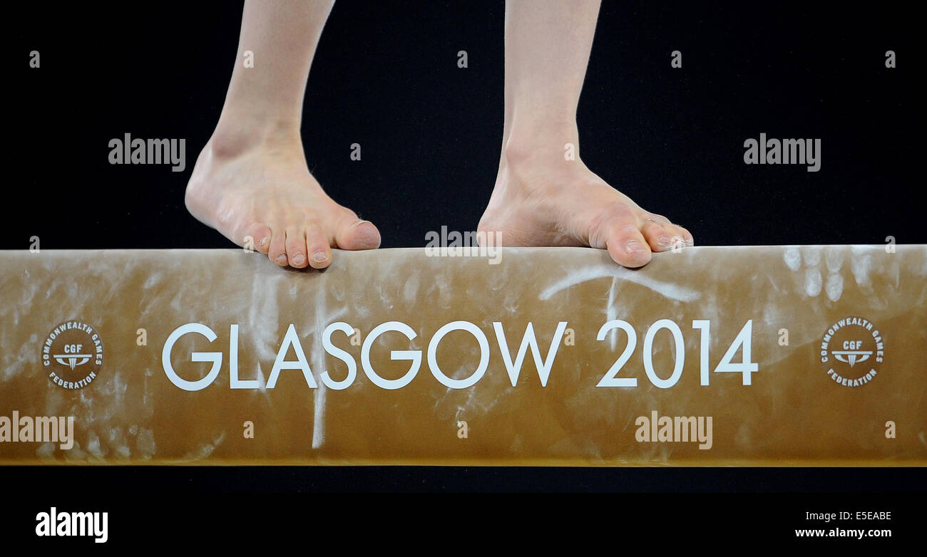 SCHWEBEBALKEN Gymnastik TEAM Finale & INDIV die SSE HYDRO GLASGOW Schottland 29. Juli 2014 Stockfoto