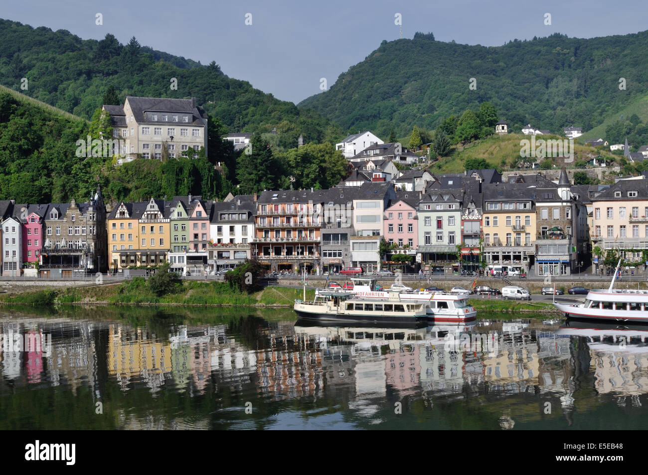 Boote an der Mosel in Cochem, Deutschland Stockfoto