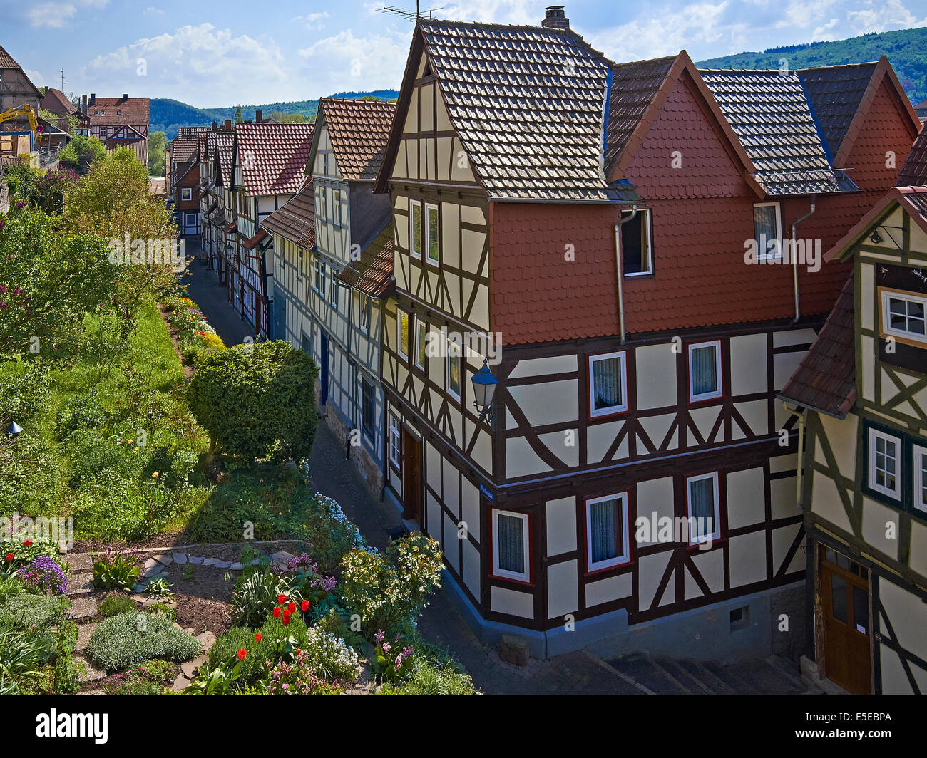 Häuser in Fischerstad in Bad Sooden-Allendorf, Hessen, Deutschland Stockfoto