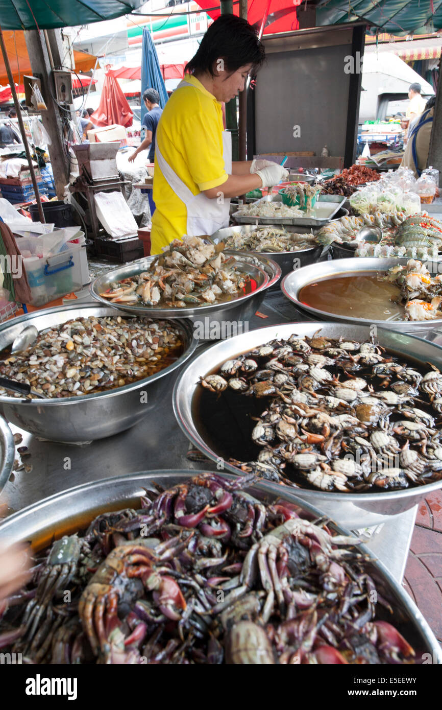 Markt-Verkäufer verkaufen Meeresfrüchte, Hua Hin-Süd-Thailand Stockfoto