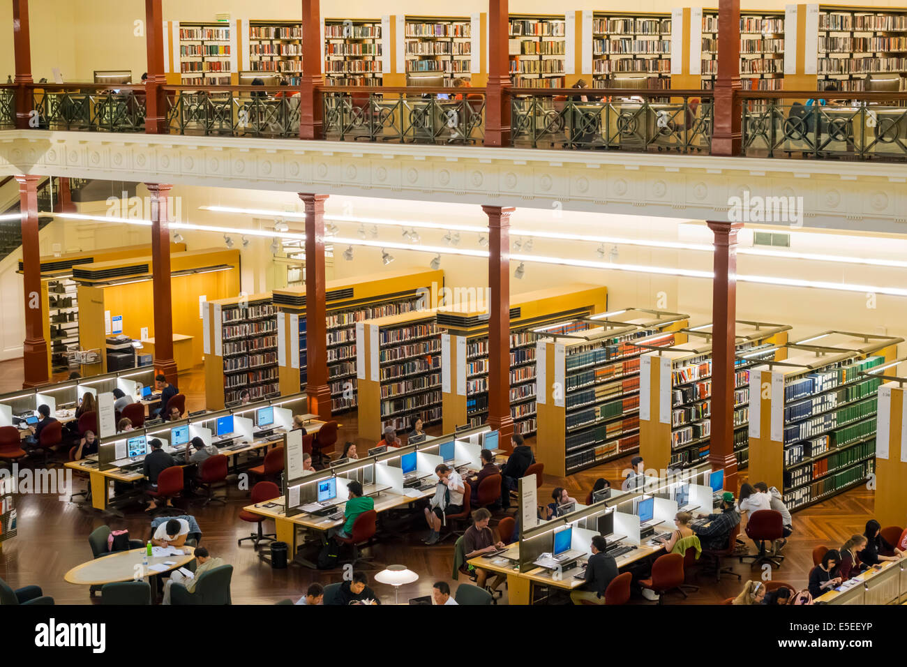 Melbourne Australien, Swanston Street, State Library of Victoria, innen, Redmond Barry Reading Room, Studieren, Arbeitsplätze, Bücher, AU140321081 Stockfoto