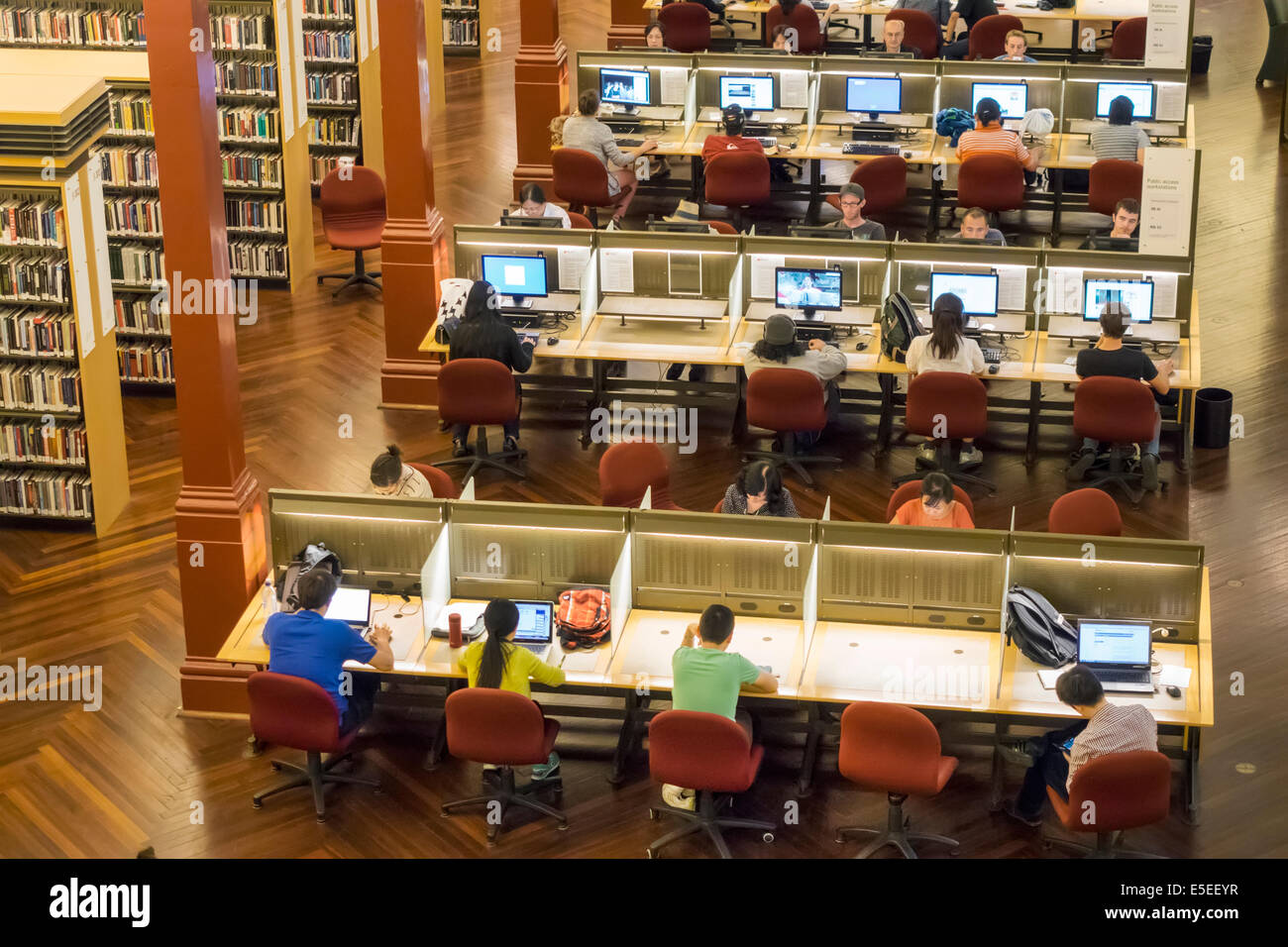 Melbourne Australien, Swanston Street, State Library of Victoria, innen, Redmond Barry Reading Room, Studieren, Arbeitsplätze, Bücher, AU140321082 Stockfoto
