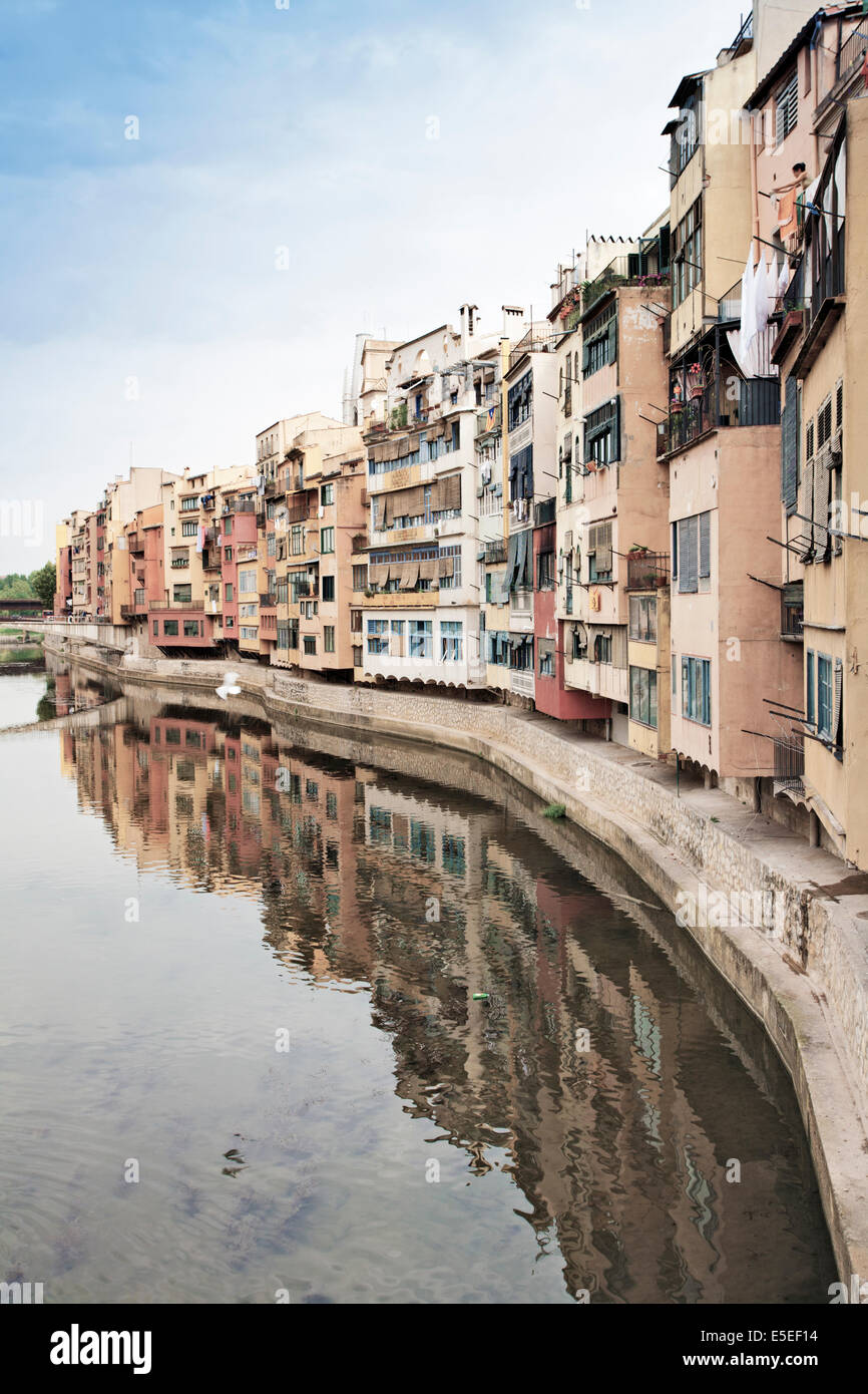 Girona, Fluss Onyar, Katalonien, Spanien Stockfoto