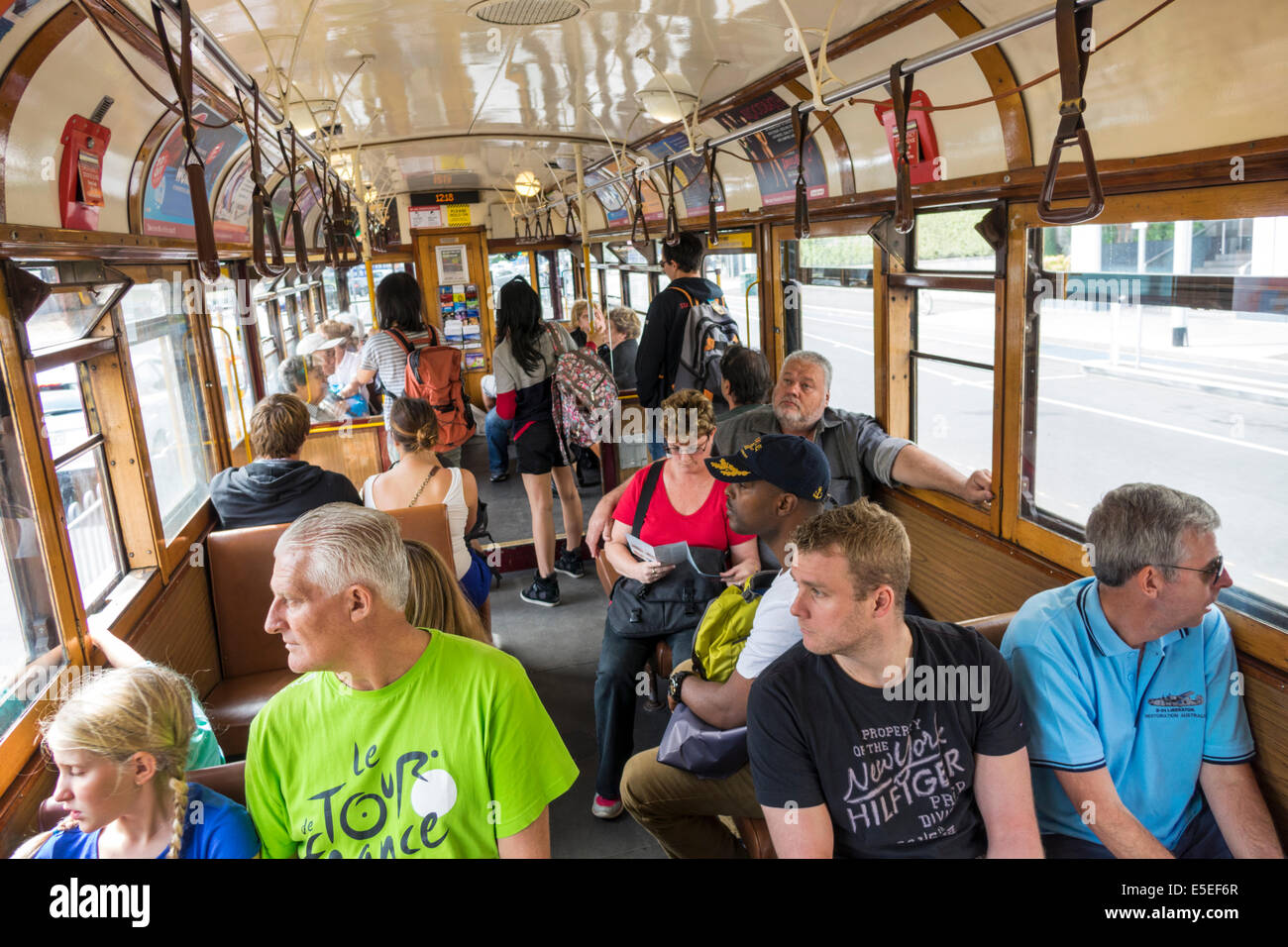 Melbourne Australien, Victoria CBD Central Business, District, La Trobe Street, Straßenbahn, Trolley, City Circle Line, innen, Passagierkabine, Pkw, Pass Stockfoto