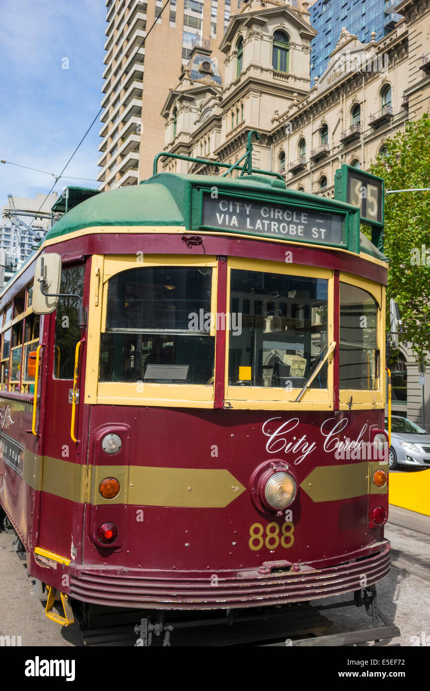 Melbourne Australia, Spring Bourke Street Station, Straßenbahn, Trolley, City Circle Line, AU140321015 Stockfoto