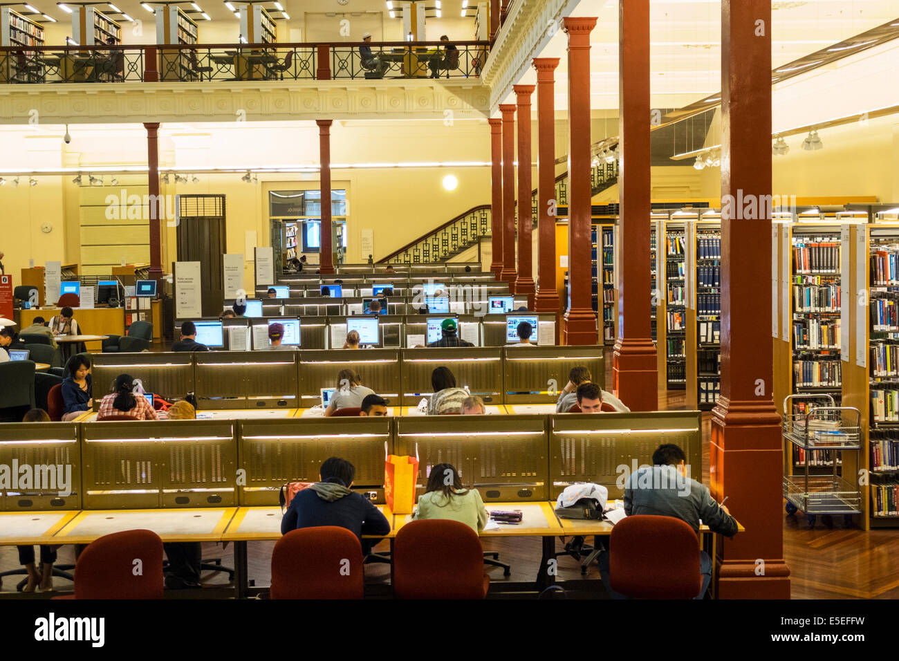 Melbourne Australien, Swanston Street, State Library of Victoria, Inneneinrichtung, Arbeitsplätze, Bücher, AU140321071 Stockfoto