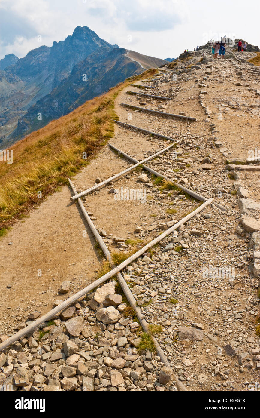 Touristischen Pfad im Tatra-Gebirge, Czerwone Wierchy vom Kasprowy Wierch führt Stockfoto