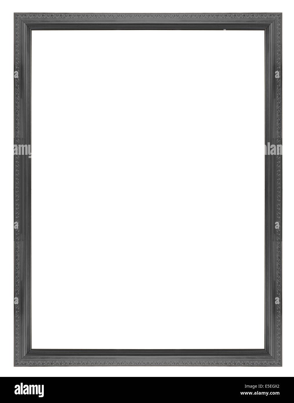 Rahmen schwarz Holz Bilderrahmen im weißen Hintergrund. Stockfoto