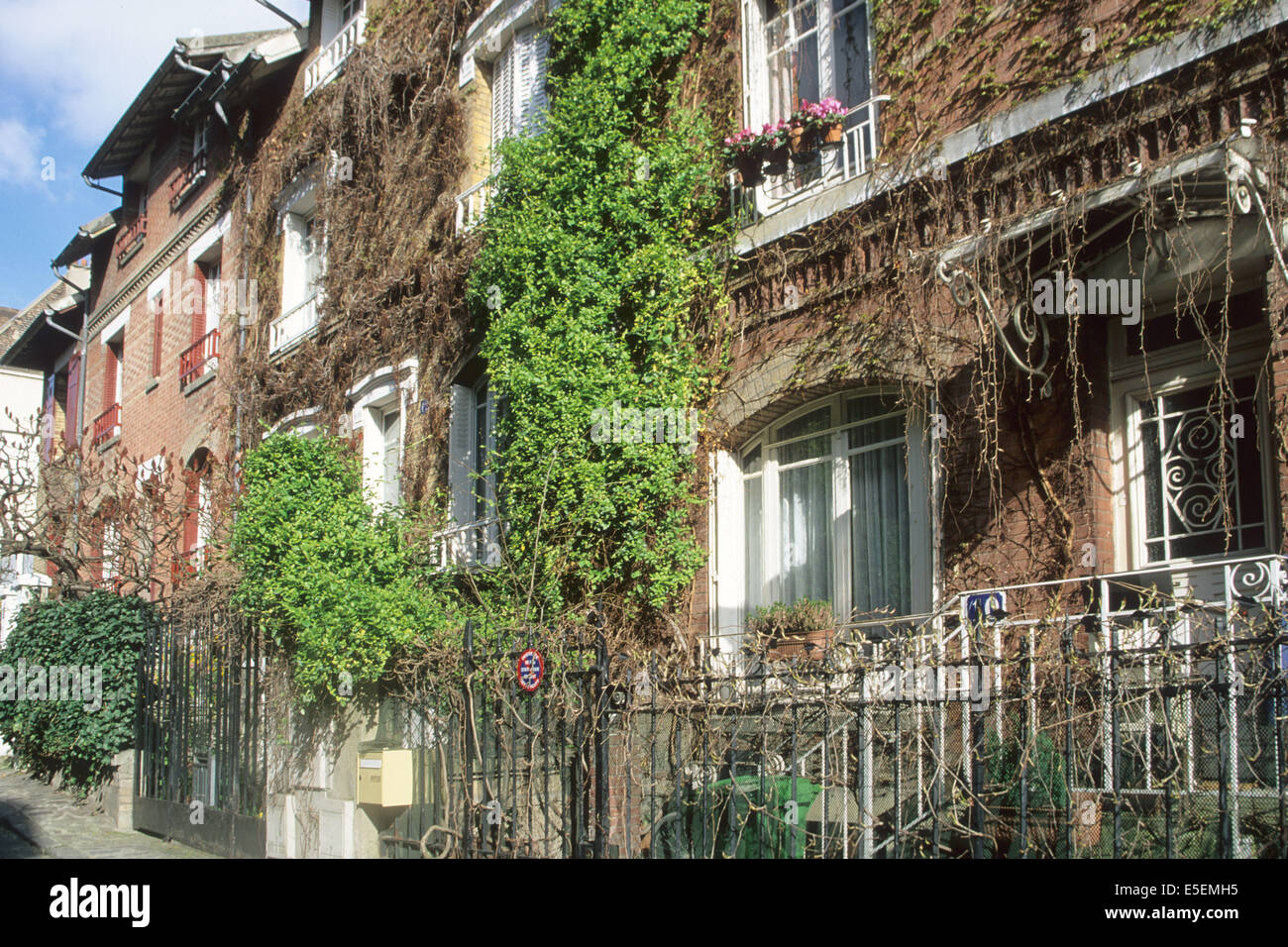 Frankreich, paris 14e, Square de Montsouris, maisons individuelles, esprit Village, Stockfoto