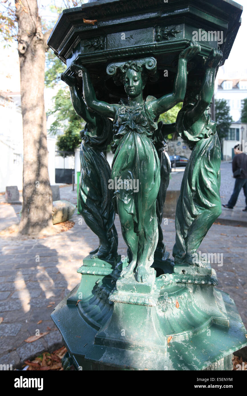 Frankreich, Paris 18e, butte montmartre, Place emile Goudeau, fontaine wallace, eau, Stockfoto