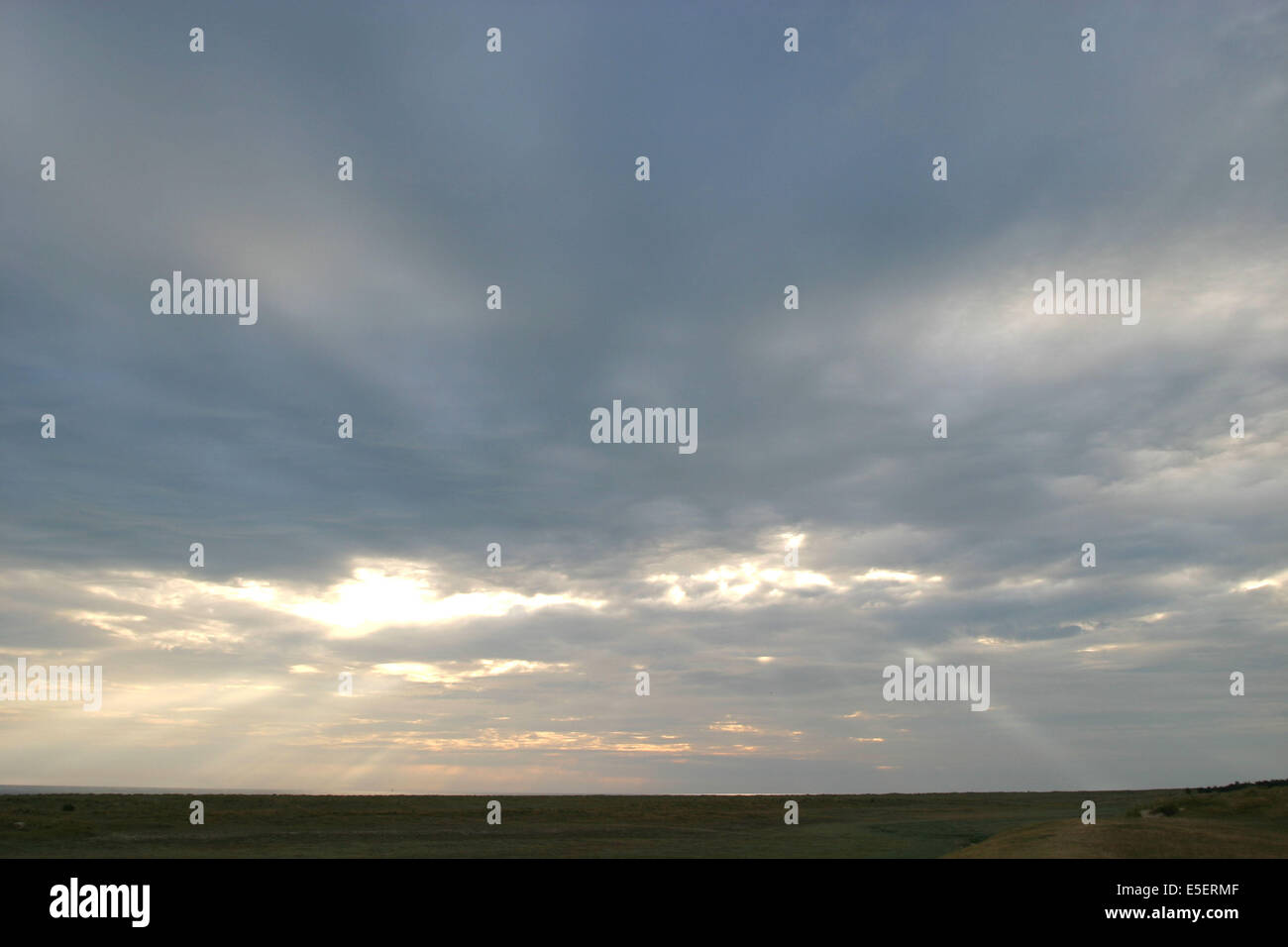Frankreich, Basse Normandie, Manche, pays de coutances, paysage, Panorama, pointe d'Agon, ciel nuageux, meteo, Stockfoto