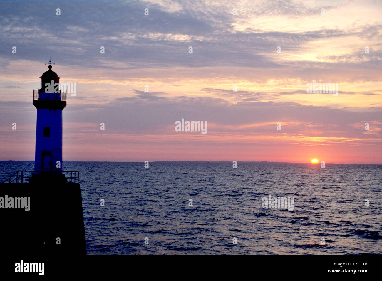 Frankreich, Bretagne, Morbihan, belle ile en mer, Port du palais, soleil couchant, oceant atlantique, Stockfoto