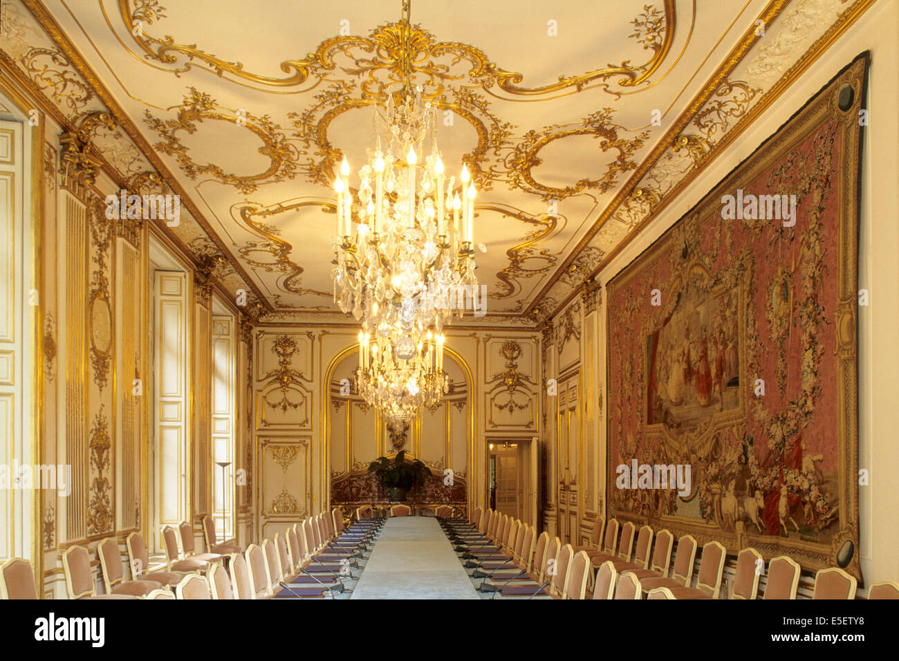 Frankreich, paris 7e, faubourg Saint germain, 56 rue de varenne, Hotel matignon, Premier ministre, Institution, gouvernement, etat, salle du conseil, Stockfoto